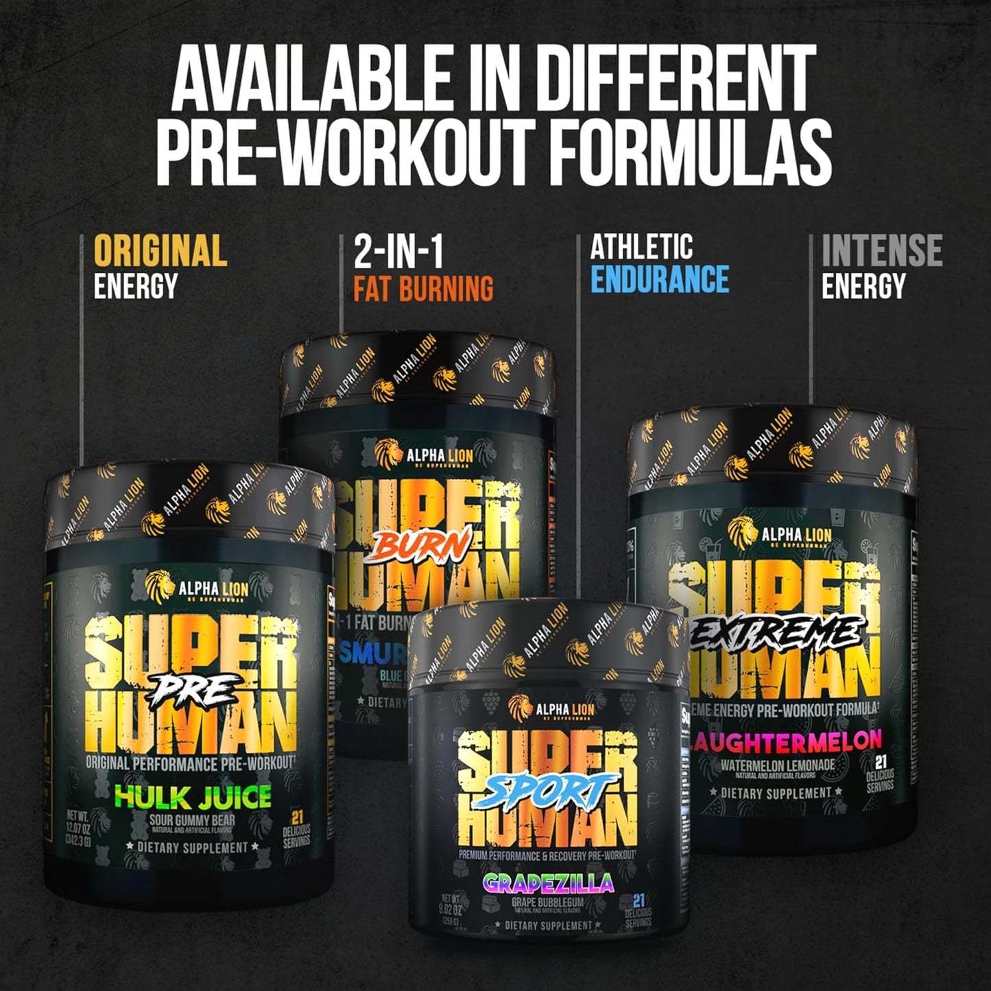 Superhuman Pump Pre Workout Powder with Nootropic Caffeine - Nitric Oxide Booster for Muscle Gain and Energy - Blueberry Steel Flavor (42 Servings)