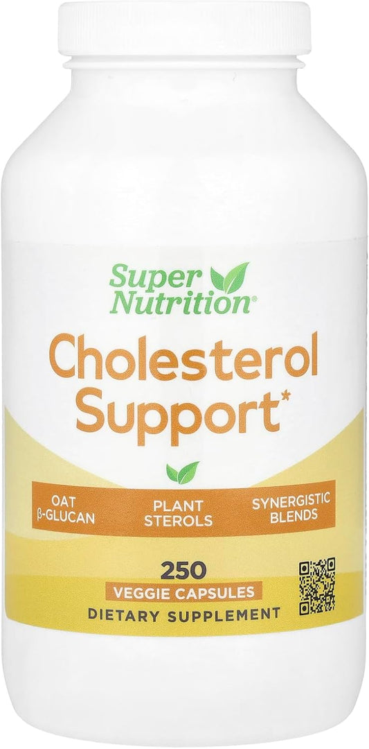 SuperNutrition Cholesterol Support Supplement - 250 Veggie Capsules for Heart Health