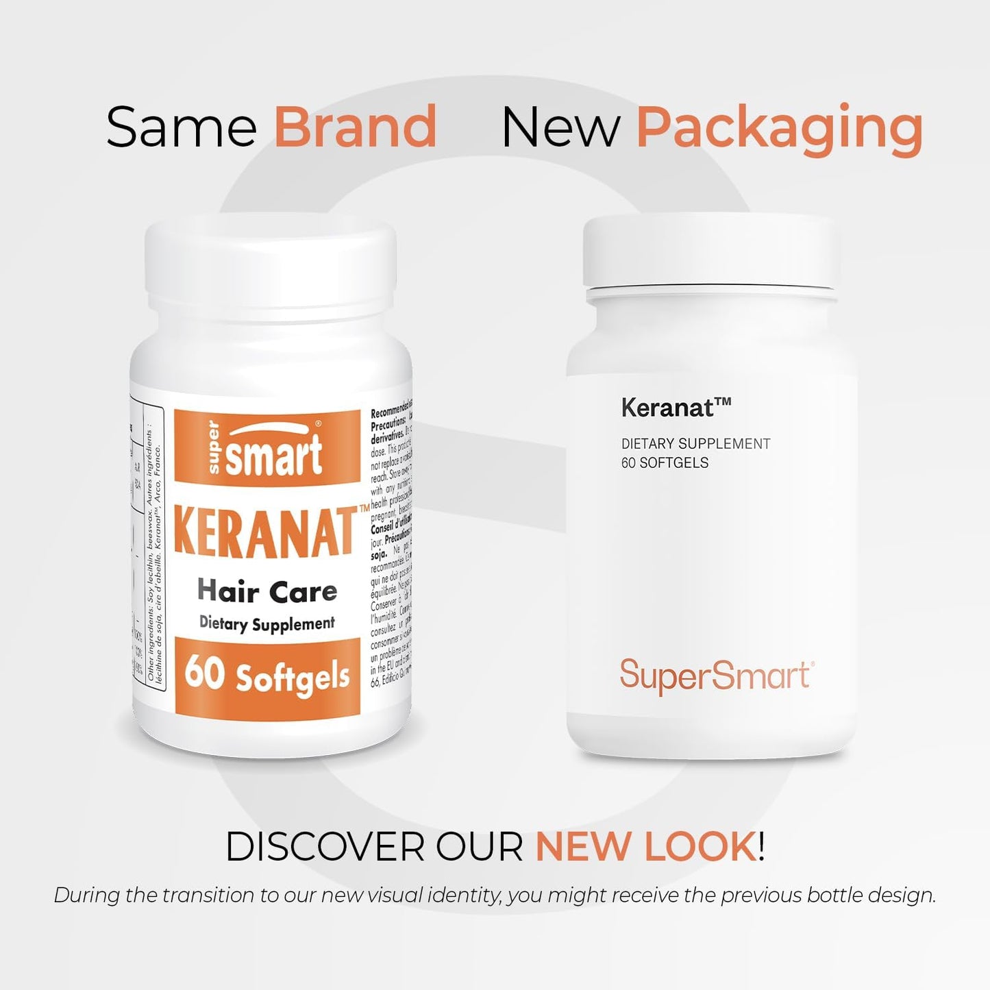 Supersmart Keranat Advanced Formula Hair Supplement with Biotin for Volume and Growth - Non-GMO, Gluten Free - 60 Softgels