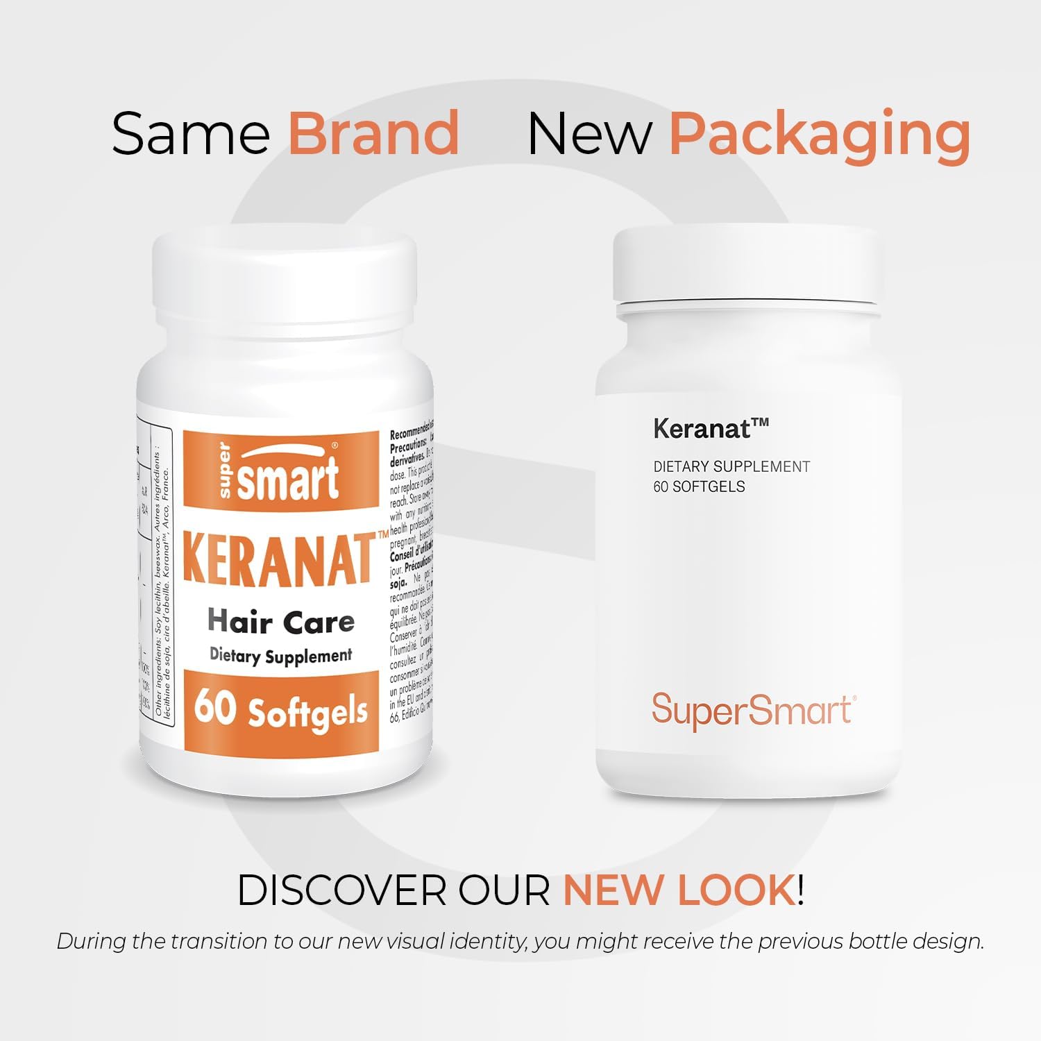 Supersmart Keranat Advanced Formula Hair Supplement with Biotin for Volume and Growth - Non-GMO, Gluten Free - 60 Softgels