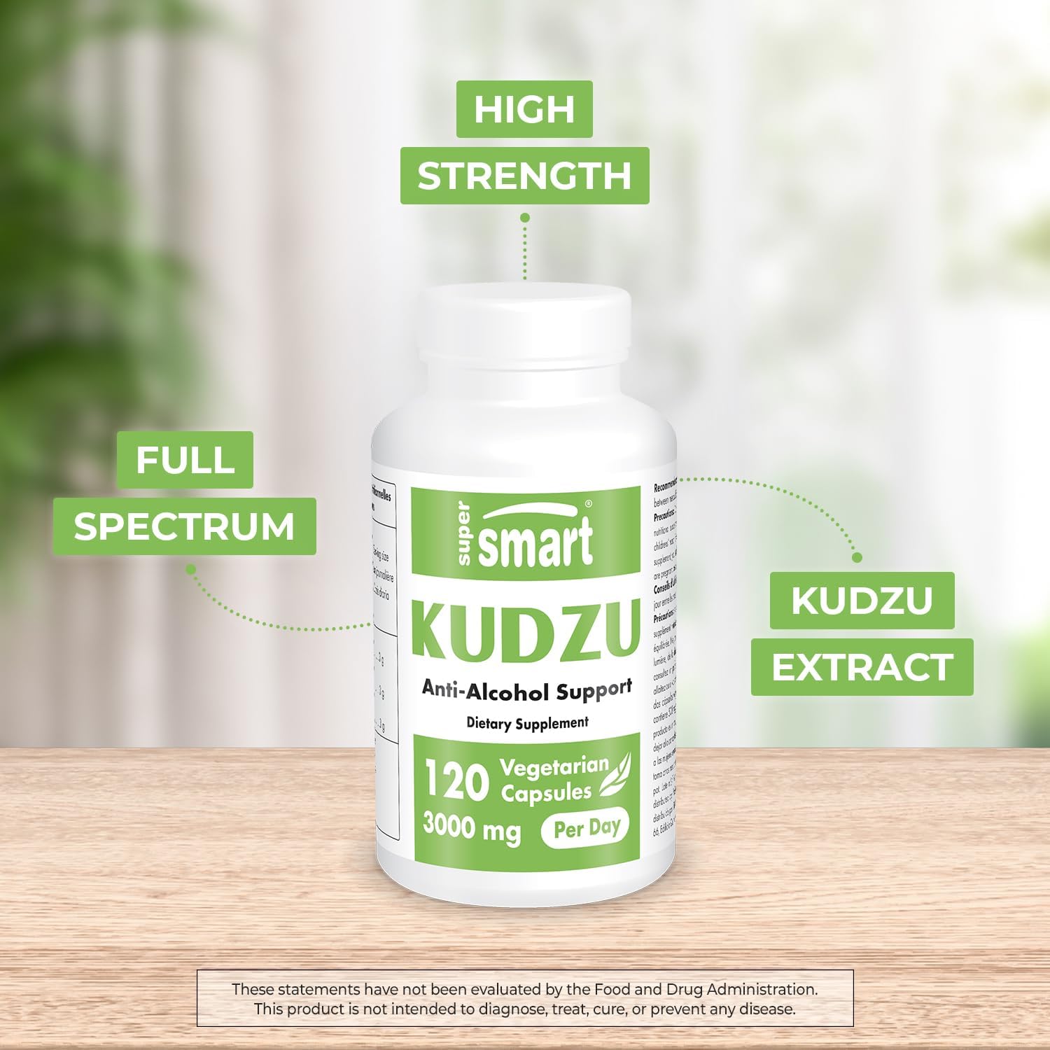 Supersmart Kudzu Extract 500mg Full Spectrum Antioxidant Capsules - Non-GMO & Gluten-Free Herbal Supplement