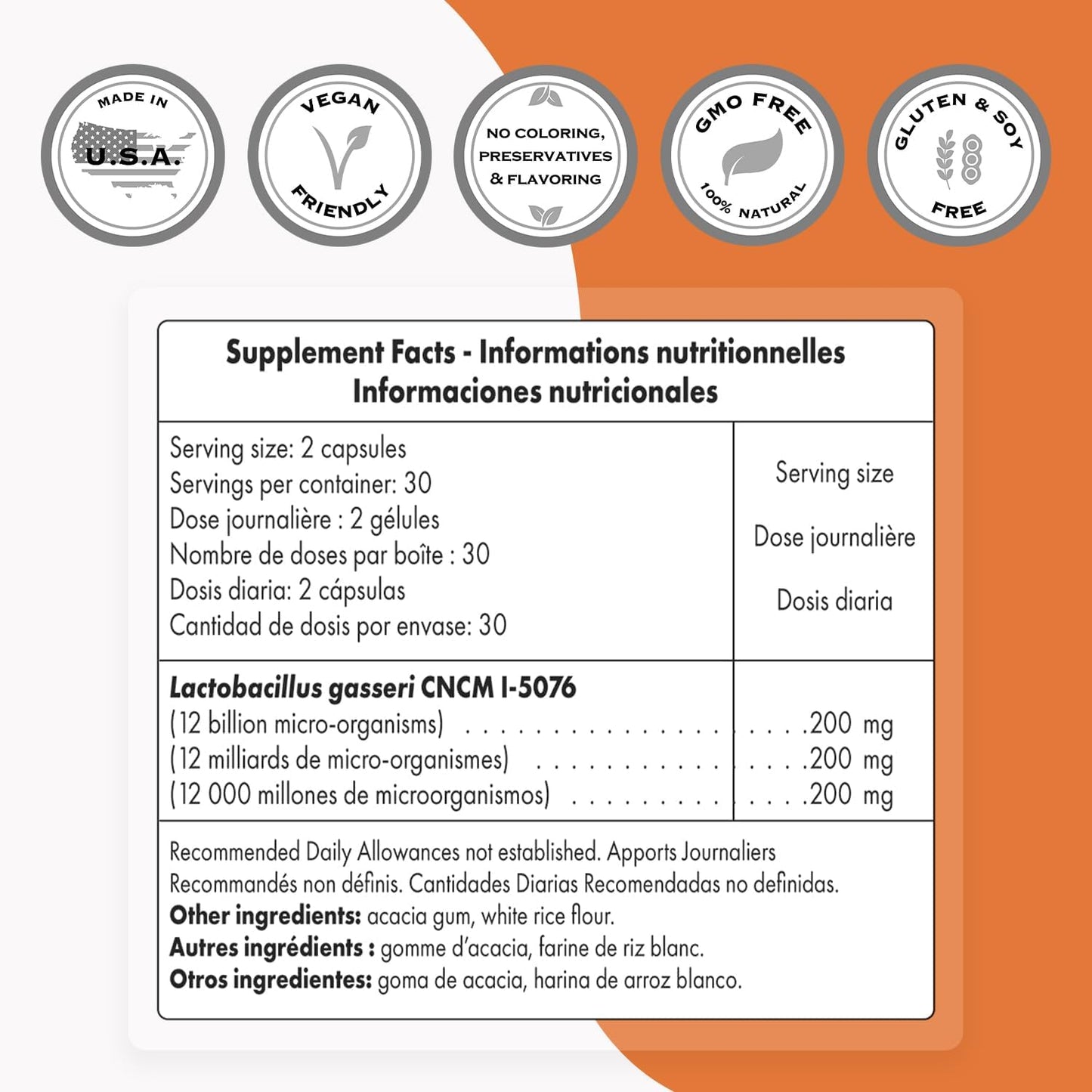 Supersmart Lactobacillus Gasseri Probiotic Supplement - 12 Billion CFU Daily - Non-GMO & Gluten-Free - 180 DR Capsules
