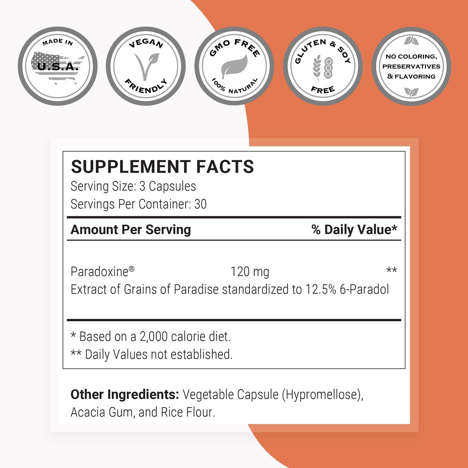 Supersmart Paradoxine 120mg Daily - Grains of Paradise Supplement with 6-Paradol | Non-GMO, Gluten Free - 90 Capsules