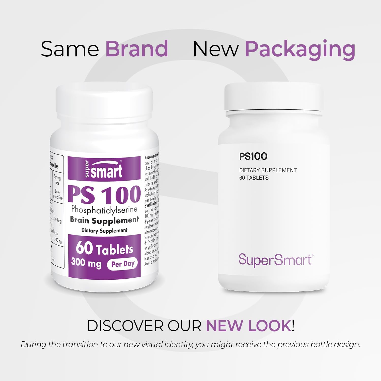 Supersmart PS100 Supplement 300mg Daily - Brain Health & Memory Support - Non-GMO, Gluten-Free - 60 Tablets