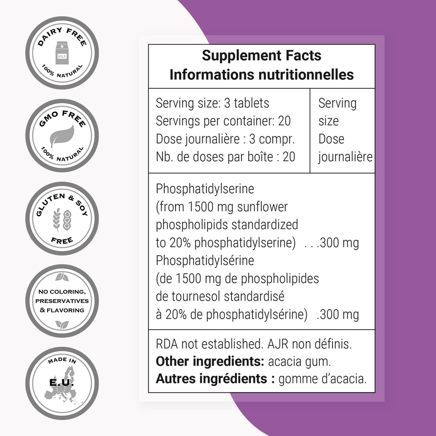Supersmart PS100 Supplement 300mg Daily - Brain Health & Memory Support - Non-GMO, Gluten-Free - 60 Tablets