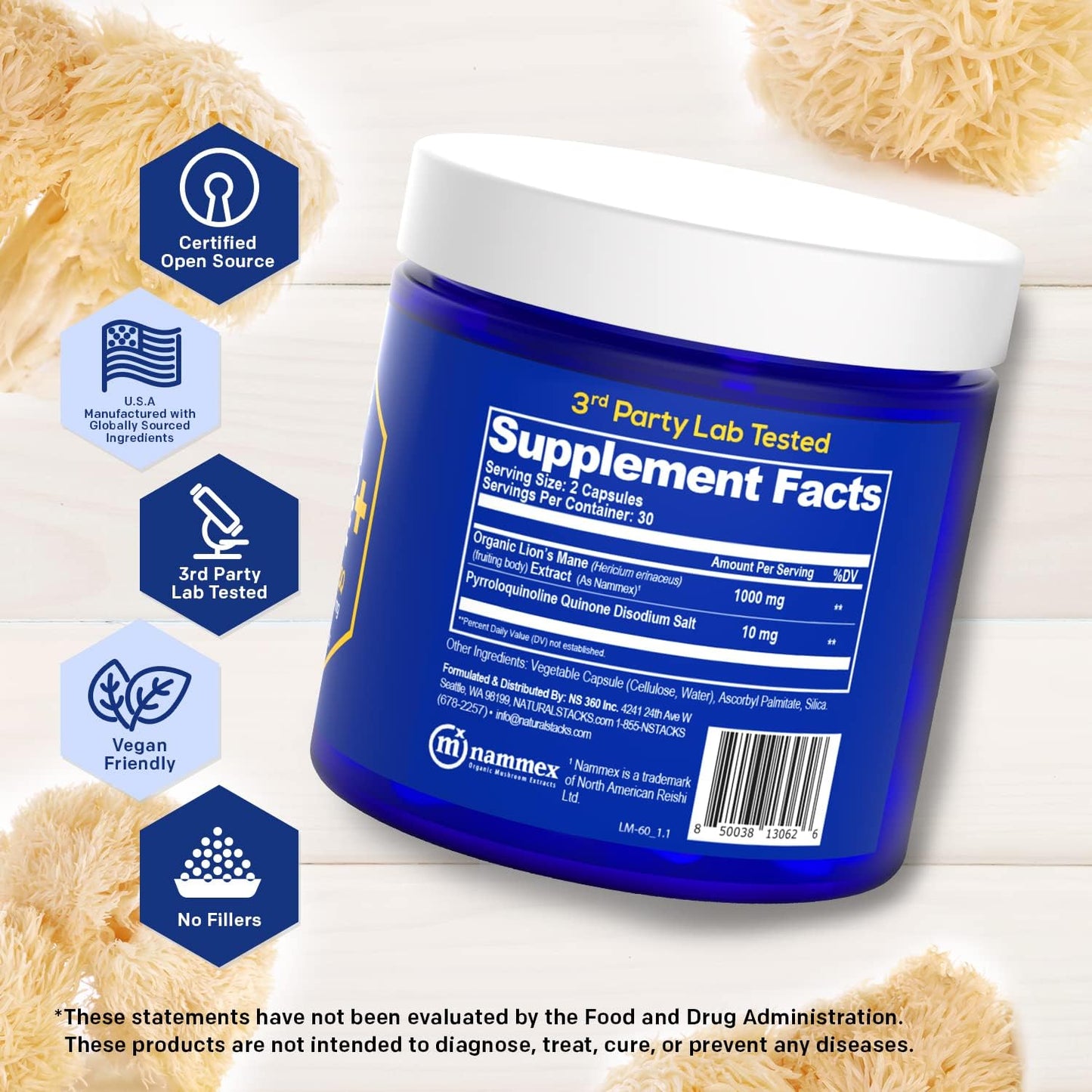 Support Brain Energy & Memory with Natural Stacks Cordyceps & Lions Mane Mushroom Bundle - 120 Capsules