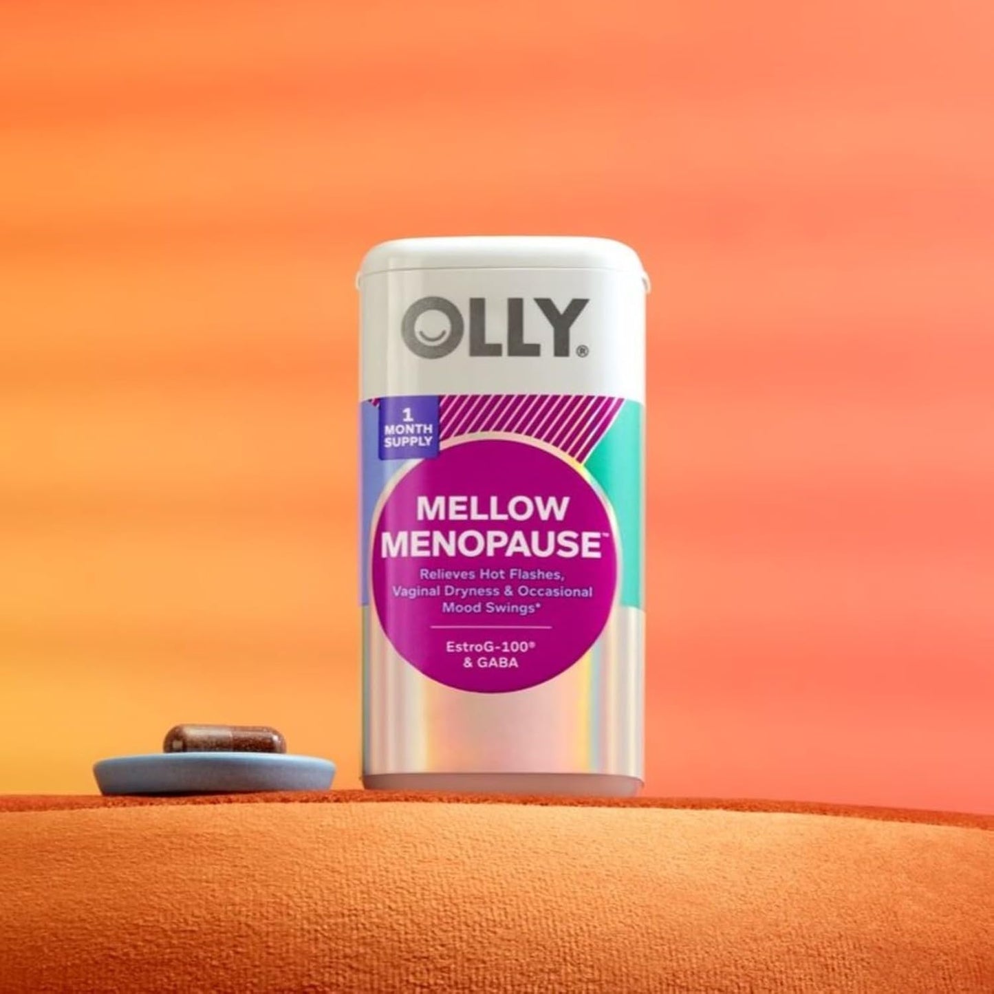 Support Menopausal Symptoms with OLLY Mellow Menopause Supplements - Estro-G100, GABA, Vegan Capsules - 30 Count