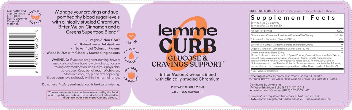 Support Weight Management with Clinically Studied Chromium Picolinate, Bitter Melon, Ceylon Cinnamon & Greens Blend - Drug-Free and Vegan Formula for Curbing Cravings and Improving Carb Metabolism