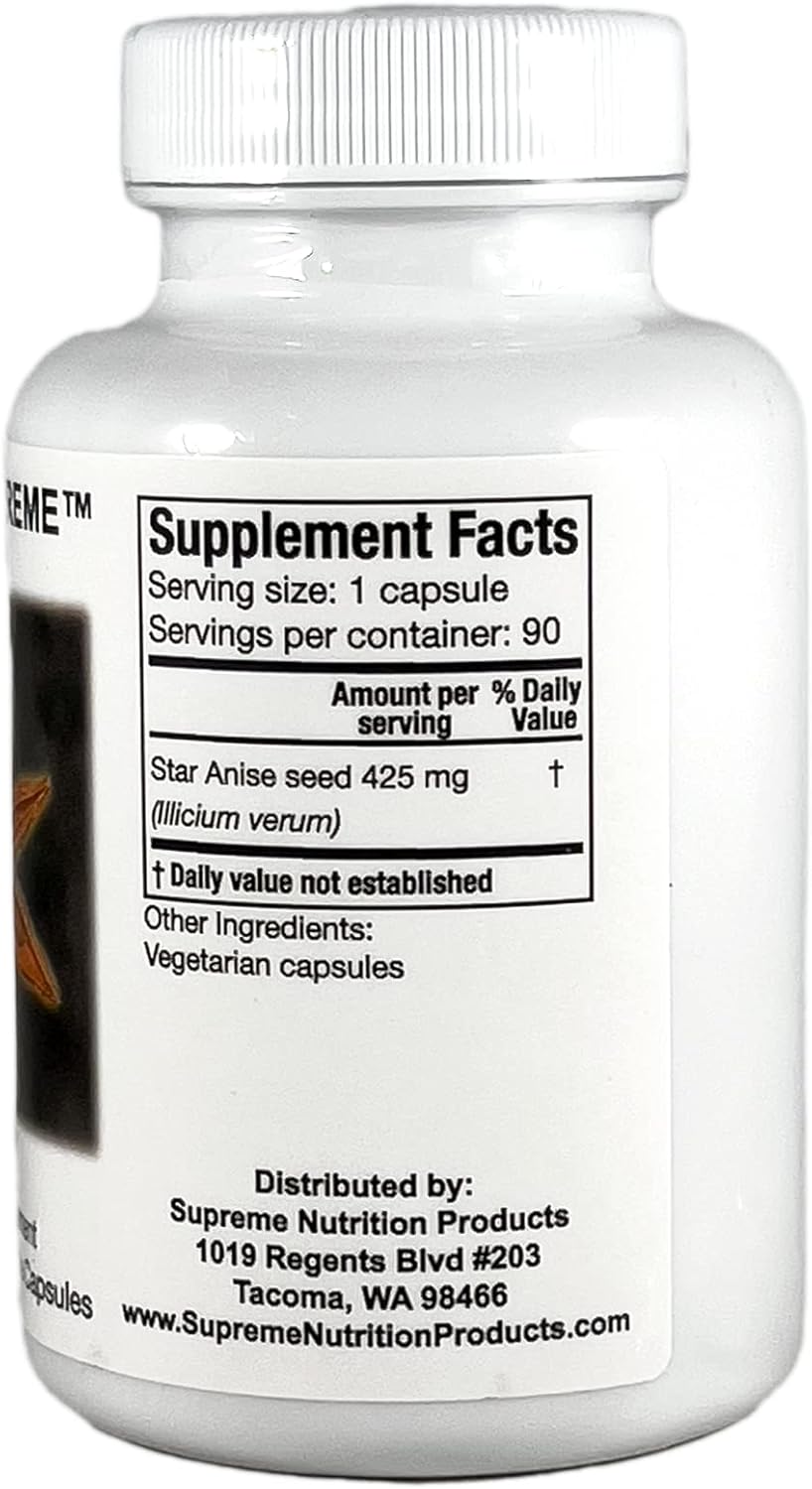 Supreme Nutrition Illicium Supreme - 90 Pure Star Anise Capsules (Vegetarian) - Two Pack