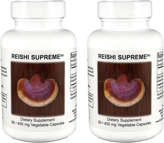 Supreme Nutrition Reishi Mushroom Capsules, 90 Count - Vegetarian Formula (2 Pack)