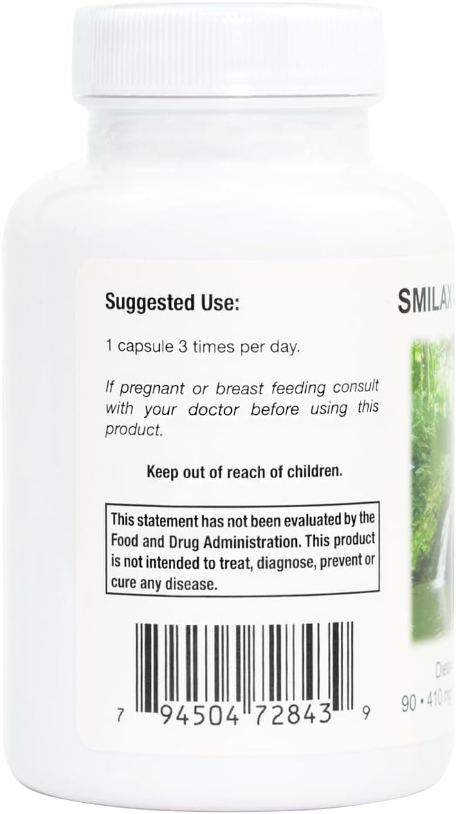 Supreme Nutrition Smilax Supplement - 90 Pure Sarsaparilla Capsules (Vegetarian)