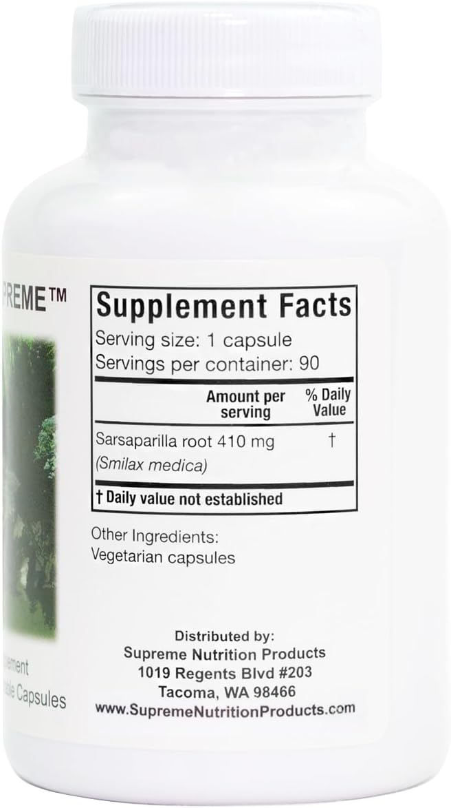 Supreme Nutrition Smilax Supplement - 90 Pure Sarsaparilla Capsules (Vegetarian)