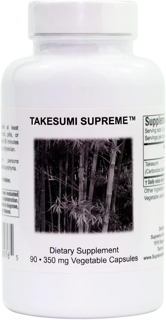 Supreme Nutrition Takesumi Charcoal Capsules - 90 Pure Activated Bamboo Capsules