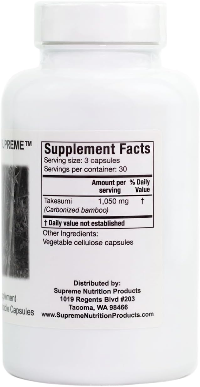 Supreme Nutrition Takesumi Charcoal Capsules - 90 Pure Activated Bamboo Capsules