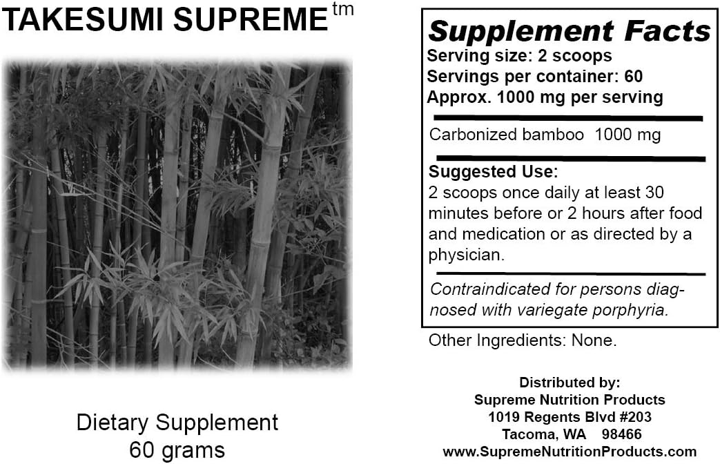 Supreme Nutrition Takesumi Supreme Activated Bamboo Charcoal Powder - 60 Grams (2 Pack)