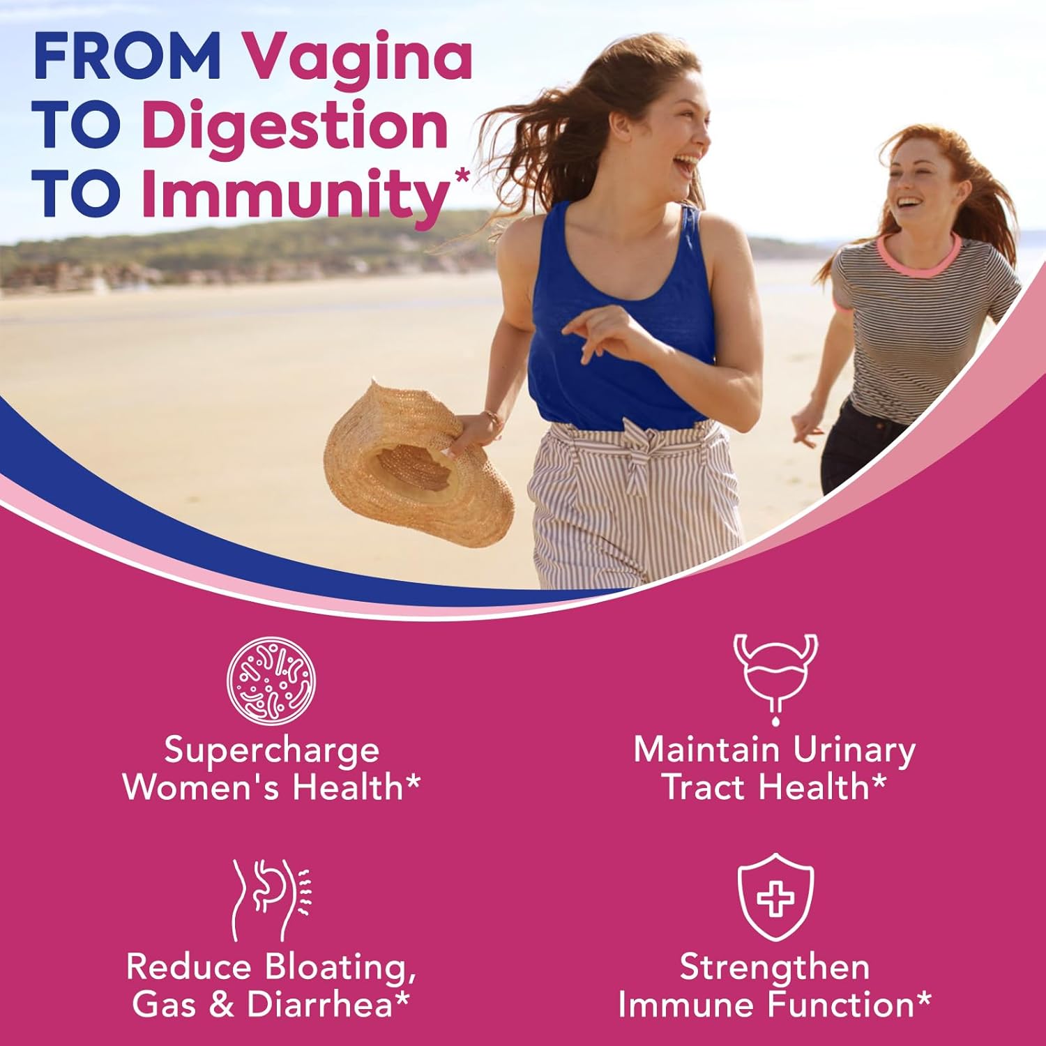 Surebounty Women's Probiotic Supplement - 120 Billion CFU, 34 Strains, Prebiotics, Digestive Enzymes, Cranberry - 4-in-1 Feminine Health Support - Immune Boost - 60ct x 2 Pack