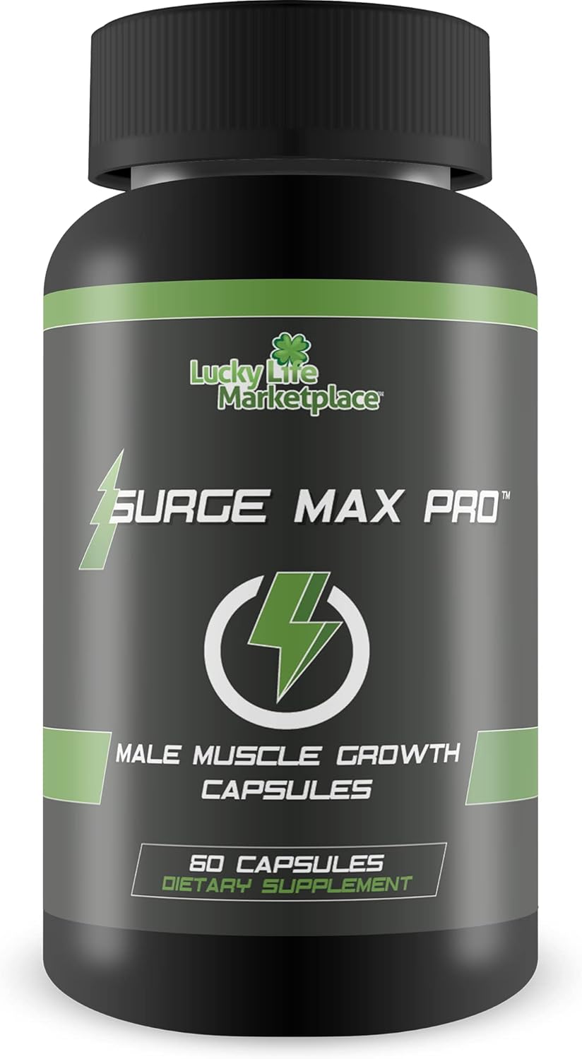 Surge Max Pro Muscle Growth Formula for Explosive Muscle Pump, Big Gains, and Enhanced Power, Strength, Stamina, Energy - with L-Arginine for Increased Oxygen and Nutrient Delivery to Muscles