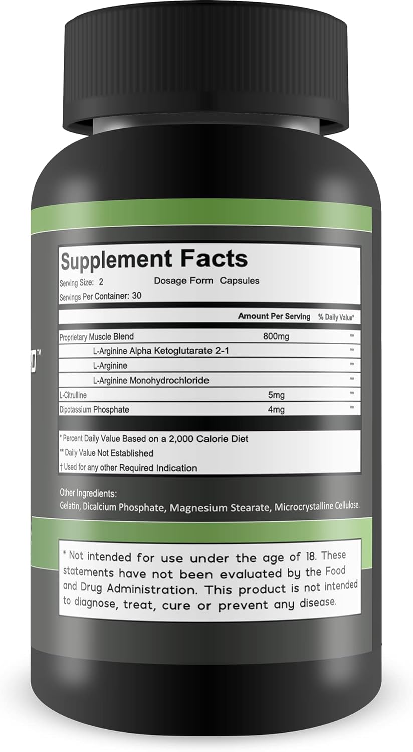 Surge Max Pro Muscle Growth Formula for Explosive Muscle Pump, Big Gains, and Enhanced Power, Strength, Stamina, Energy - with L-Arginine for Increased Oxygen and Nutrient Delivery to Muscles