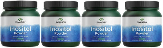 Swanson 100% Pure Inositol Powder - Natural Supplement for Focus and Relaxation - Nerve and Cellular Support - 8oz, Pack of 4