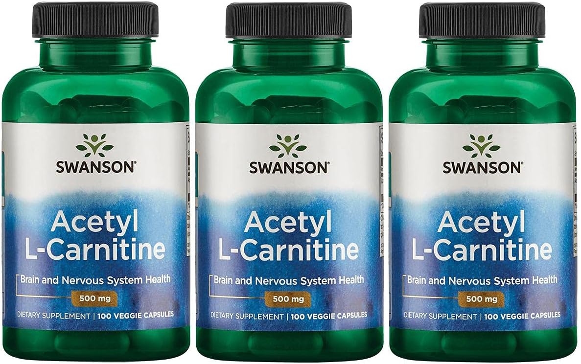 Swanson Acetyl-L-Carnitine Amino Acid Supplement for Cognitive and Muscle Support - Natural Formula for Nervous System Health - 300 Veggie Capsules