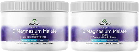 Swanson Albion Dimagnesium Malate Powder 2.1 oz (60 g) - Pack of 2