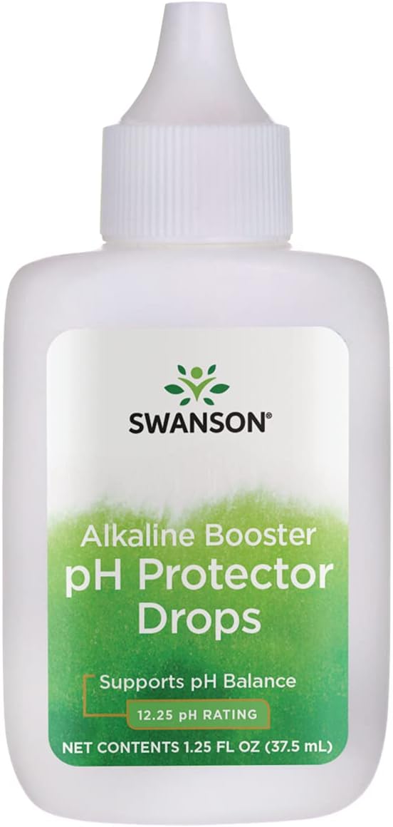 Swanson Alkaline Booster Drops - 12.25 pH Rating - Make Alkaline Water - Balance pH with Distilled Water - 1.25 Fl Oz