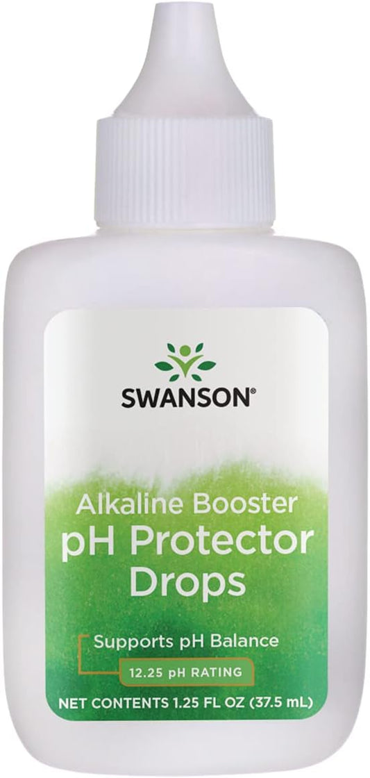 Swanson Alkaline Booster Drops - 12.25 pH Rating - Make Alkaline Water - Balance pH with Distilled Water - 1.25 Fl Oz