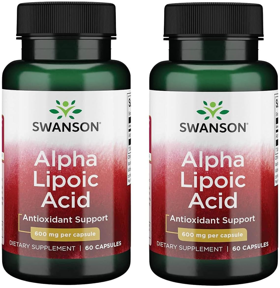 Swanson Alpha Lipoic Acid Capsules: Supports Healthy Blood Pressure & Carbohydrate Metabolism - 2 Pack of 60 Capsules, 600mg