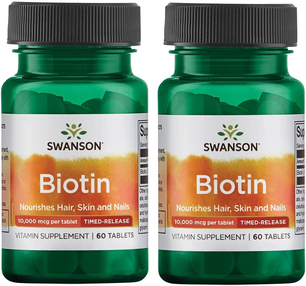 Swanson Biotin 10,000 mcg Timed-Release Tablets - 120 Tabs - Pack of 2