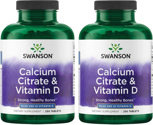 Swanson Calcium Citrate & Vitamin D3 250 Tablets - Pack of 2