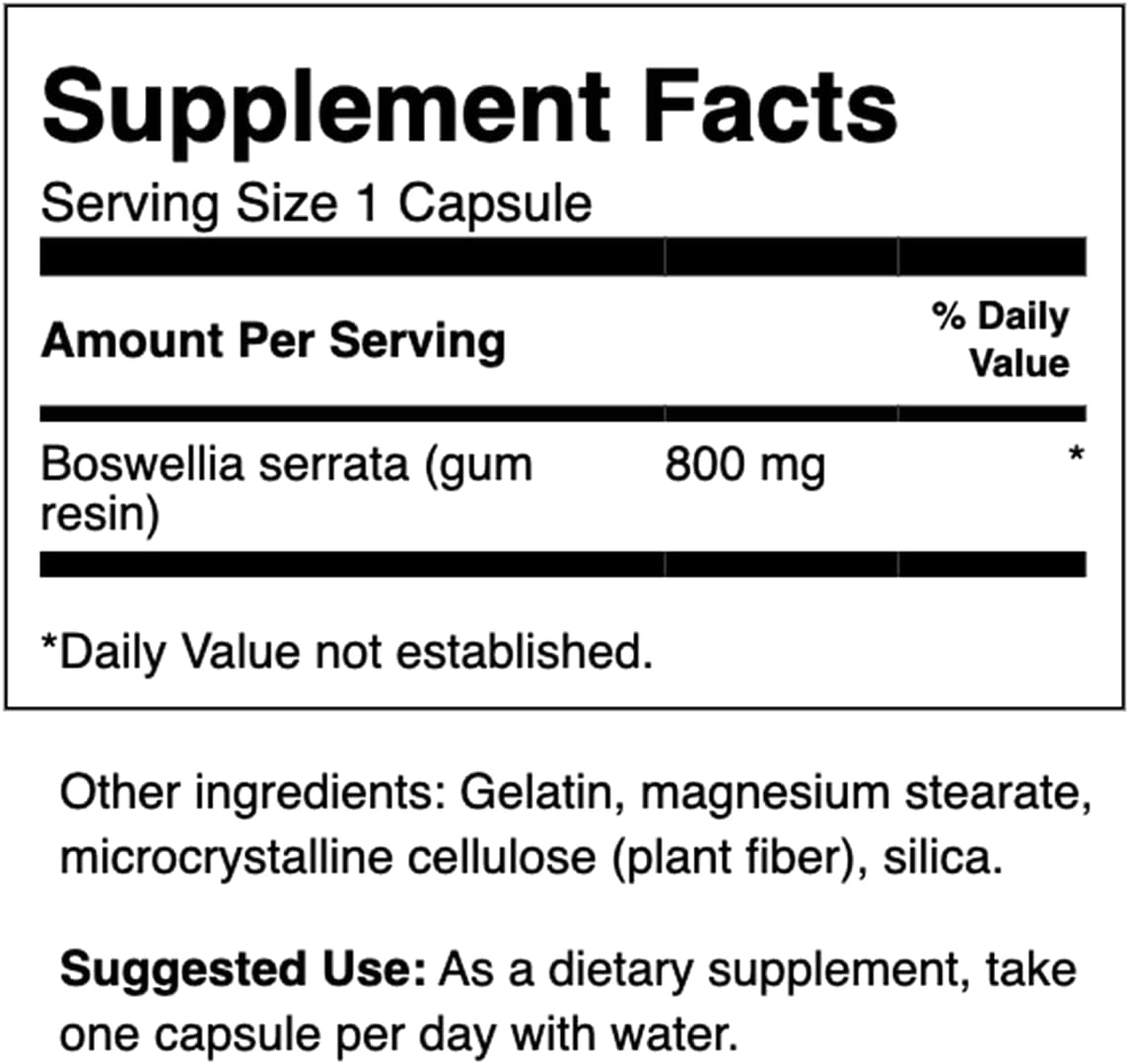 Swanson Double Strength Boswellia Supplement for Joint Support - Ayurvedic Herb for Flexibility & Mobility - 2 Pack of 60 Capsules, 800mg Each