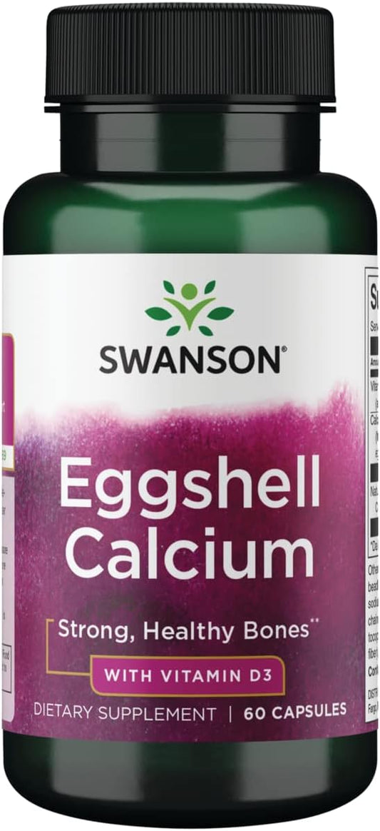 Swanson Eggshell Calcium and Vitamin D-3 Capsules - 60 Count