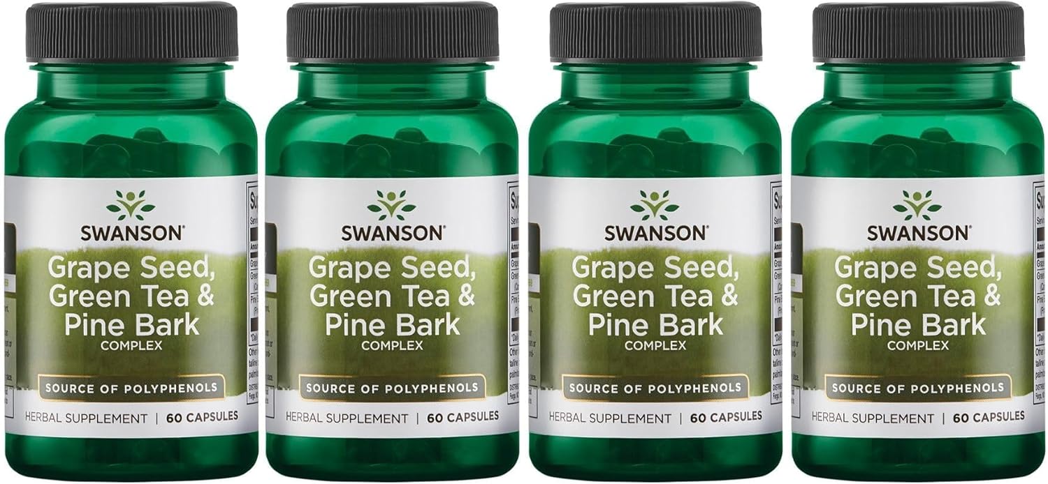 Swanson Grape Seed, Green Tea, & Pine Bark Complex - Cardiovascular Support Supplement - Antioxidant Blend for Heart Health - 240 Capsules