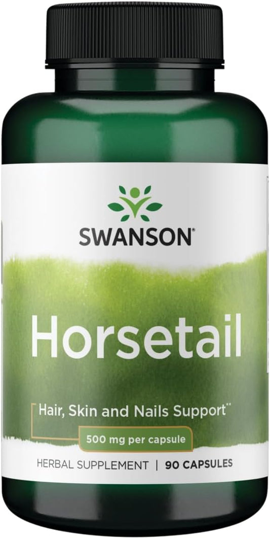 Swanson Horsetail Capsules - Herbal Supplement for Hair, Skin, Nails, Bone Health, and Urinary Tract - Natural 500mg Ingredients - 90 Count