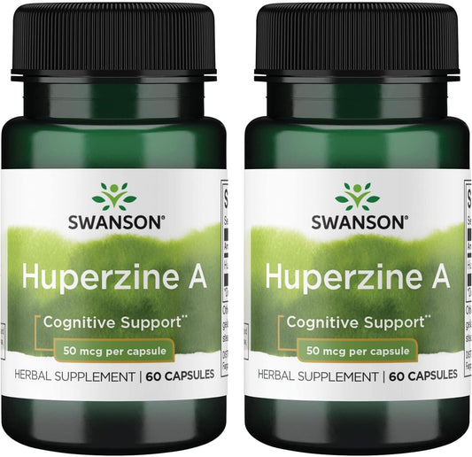 Swanson Huperzine A 50 mcg Capsules - Pack of 60 (2 Bottles)