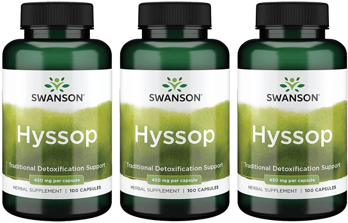Swanson Hyssop 450mg 100 Capsules - Pack of 3