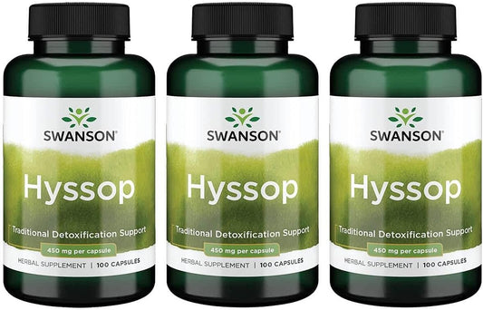 Swanson Hyssop 450mg 100 Capsules - Pack of 3