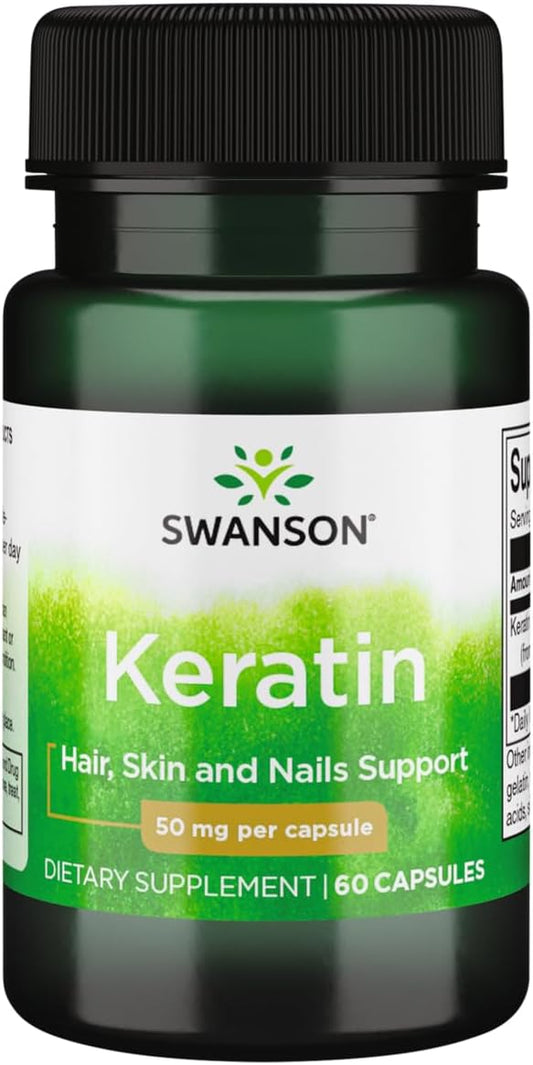 Swanson Keratin Capsules - Natural Tibetan Wool Supplement for Healthy Joints, Hair, Skin & Nails - Supports Connective Tissue Health - 60 Capsules, 50mg
