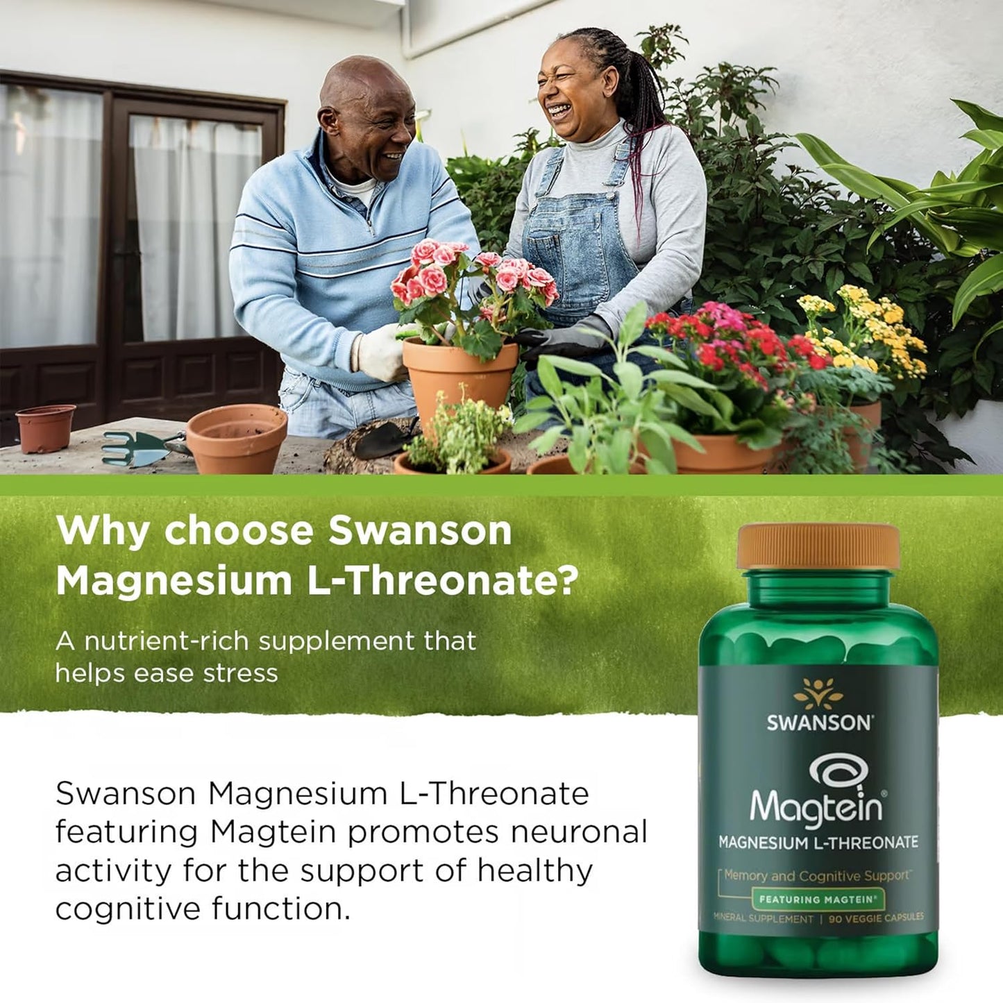 Swanson Magnesium L-Threonate Capsules - Supports Nervous System & Cognitive Health - 90 Capsules (4 Pack)