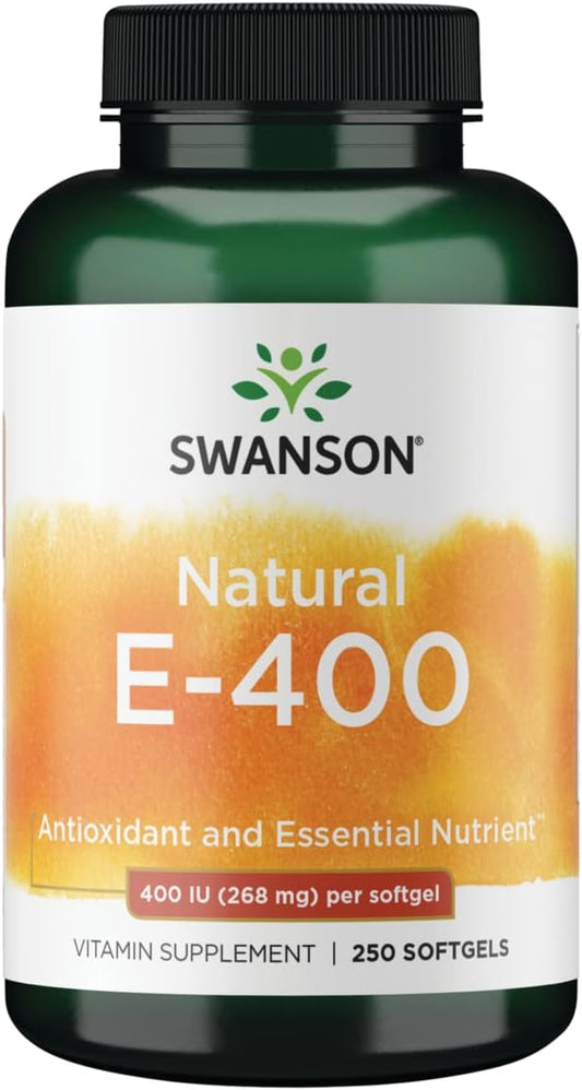 Swanson Natural Vitamin E 400 IU (268 mg) 250 Softgels - Antioxidant Supplement for Skin & Immune Support