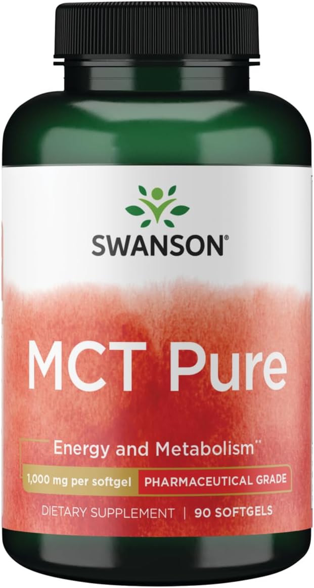 Swanson Pharmaceutical Grade MCT Oil Softgels - 1000mg, 90 Count - Pure Medium Chain Triglycerides