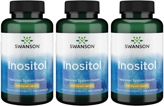Swanson Premium Brand Inositol 650mg Capsules - 300 Count - Pack of 3