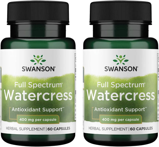 Swanson Premium Brand Watercress Capsules - Full Spectrum, 400mg, 2 Pack, 60 Count