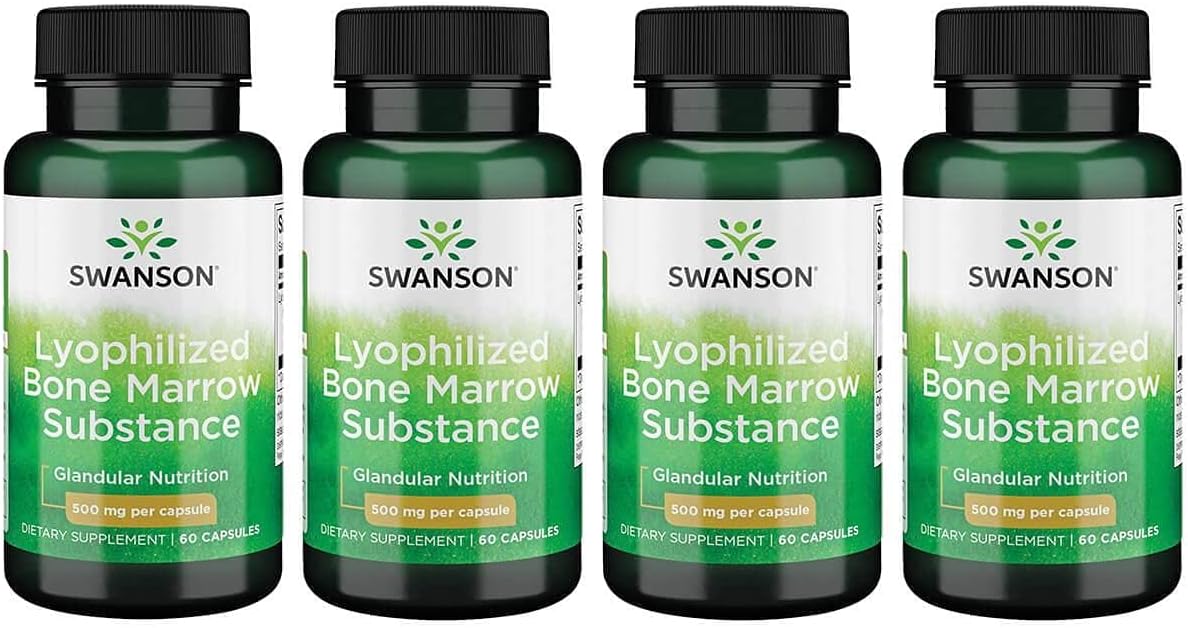 Swanson Raw Bone Marrow Extract Capsules 500mg - 240 Capsules (4 Bottles)