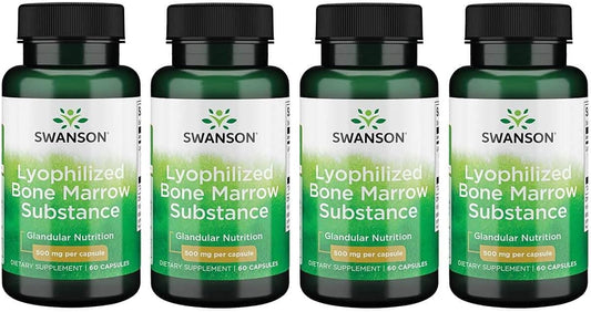 Swanson Raw Bone Marrow Extract Capsules 500mg - 240 Capsules (4 Bottles)