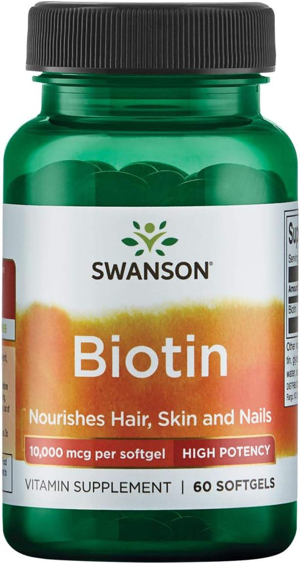 Swanson Super Strength Biotin Vitamin 10000 mcg Softgels - 60 Count