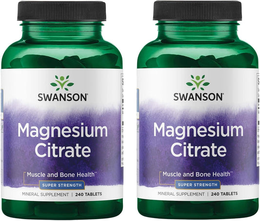Swanson Super Strength Magnesium Citrate 112.5 mg - 240 Tabs x 2 Pack