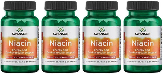 Swanson Sustained Release Niacin 500mg Tablets - 360 Count Pack