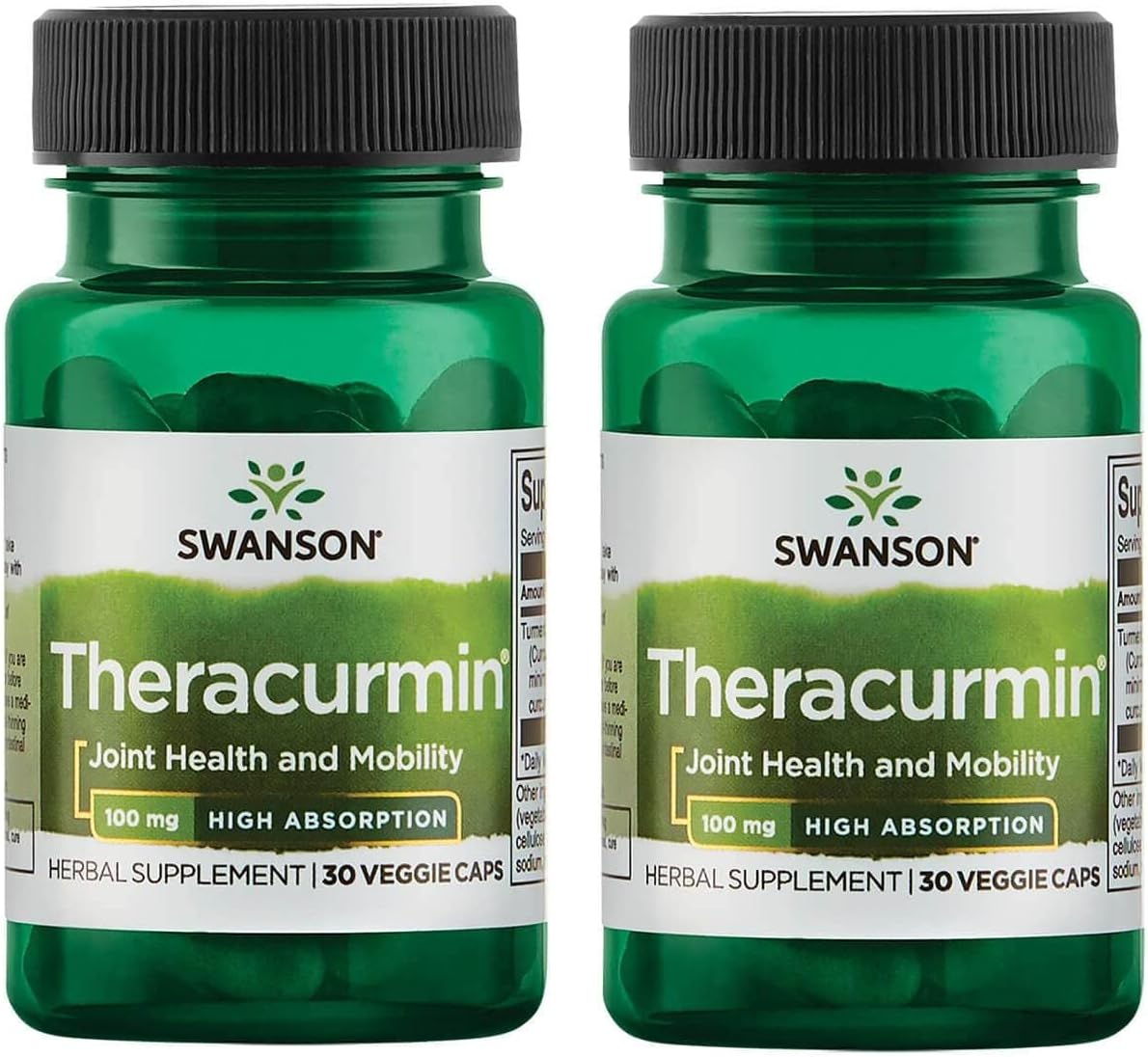 Swanson Theracurmin Herbal Supplement for Joint Health & Mobility - High Absorption Formula - 60 Capsules, 100mg - 2 Pack