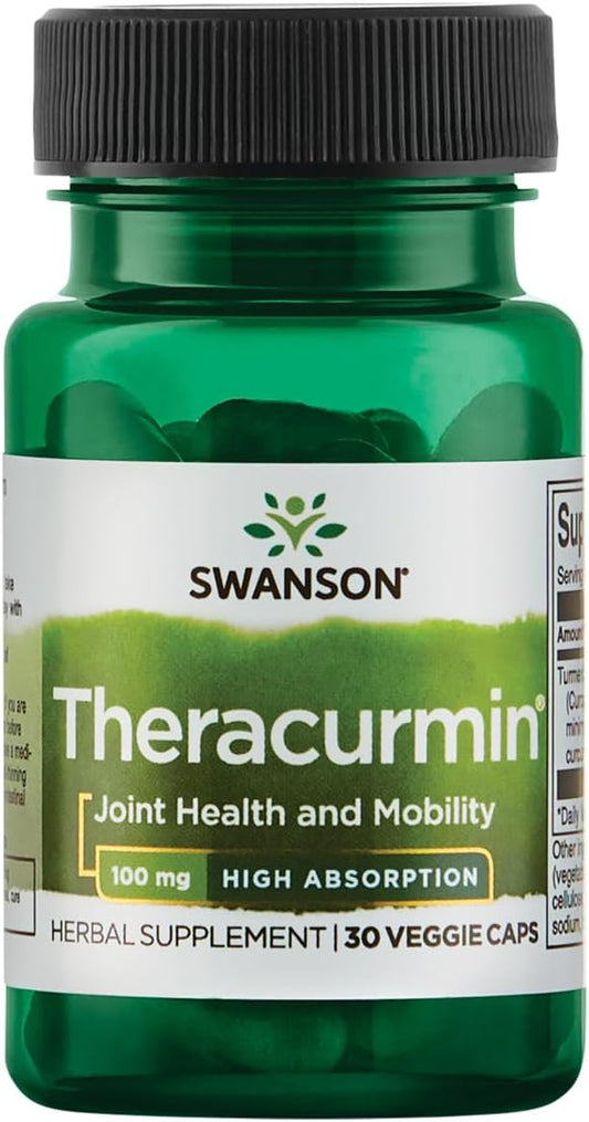 Swanson Theracurmin Herbal Supplement for Joint Health & Mobility - High Absorption Formula - 30 Capsules x 100mg